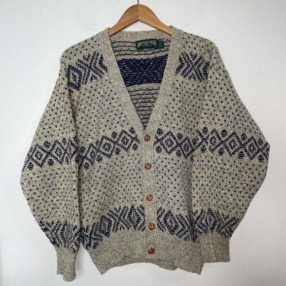 Vintage American Eagle Outfitters Cardigan Nordic Design Men’s Size L Wool Nylon - Picture 6 of 15